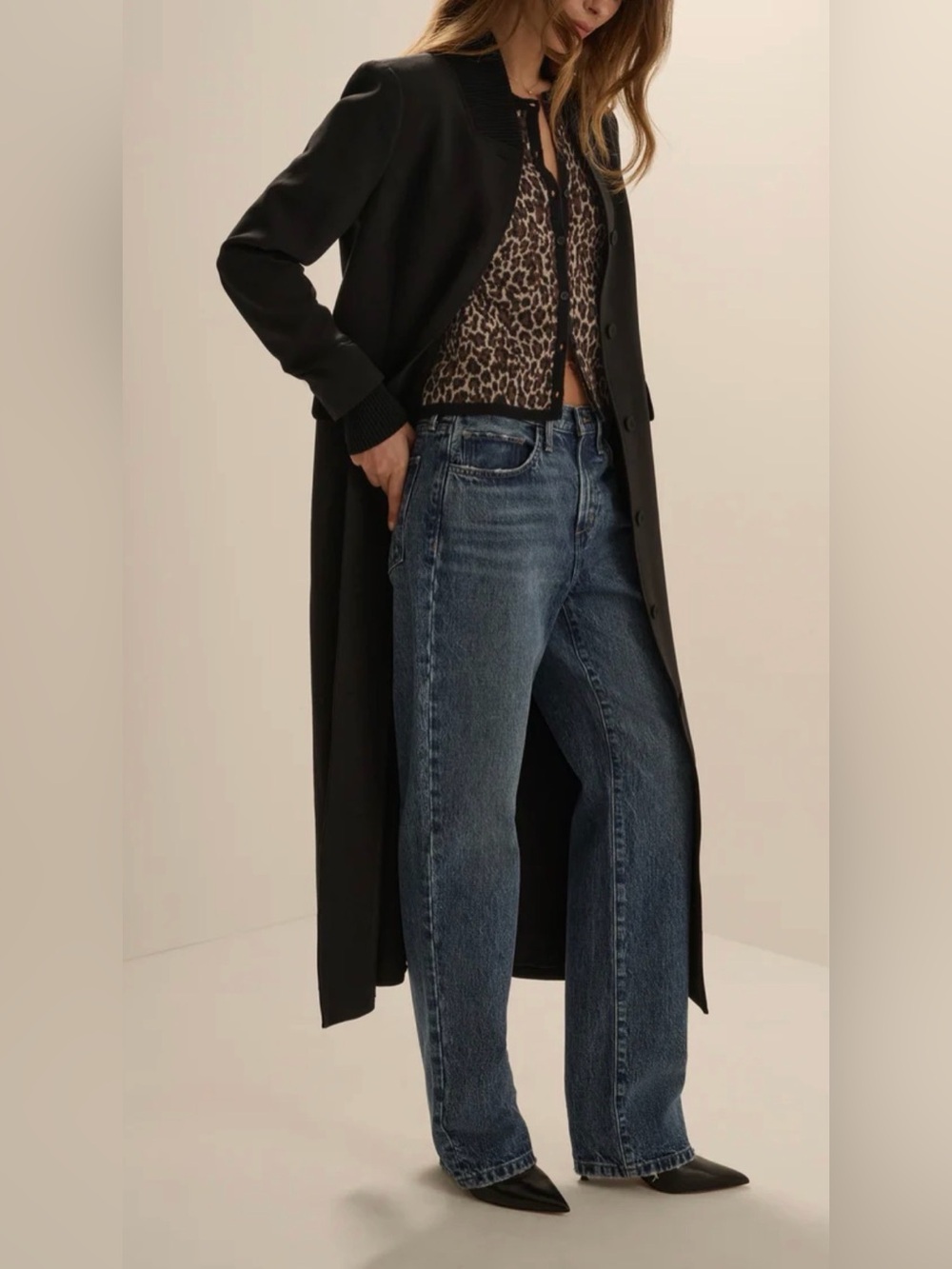 Favorite Daughter Black Long Coat with Rib Cuff